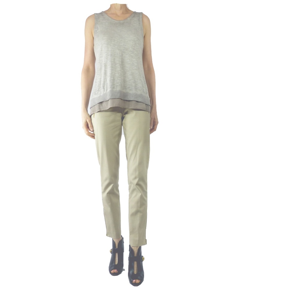 Michael Kors Wellesley Ankle Beige Zipper Pants, 2